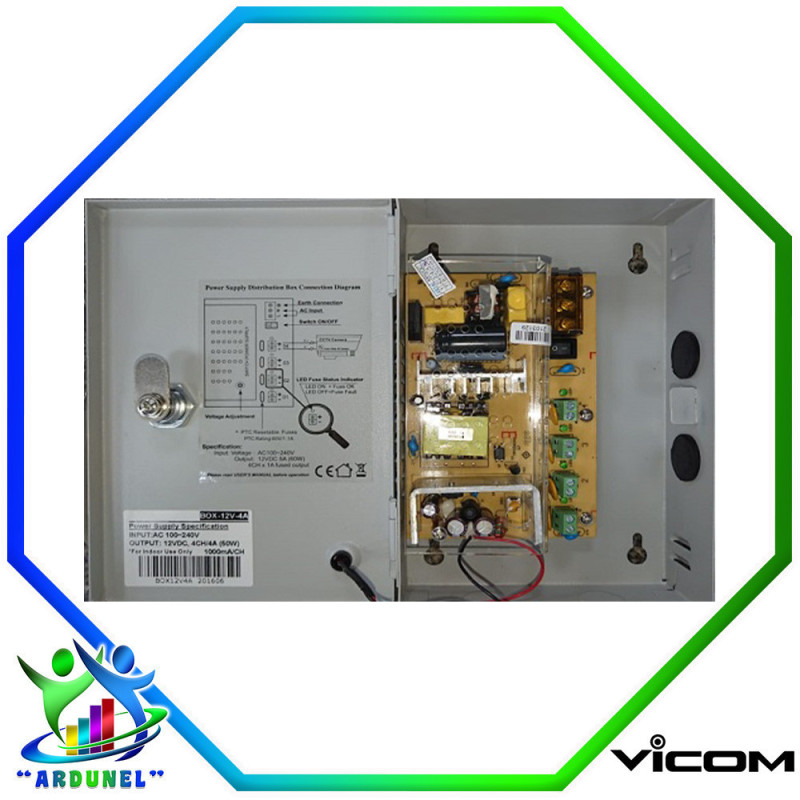 FUENTE SUPERVISADA 12VDC X 4A PARA CÁMARAS FUENTE SUPERVISADA 12VDC X 4A PARA CÁMARAS