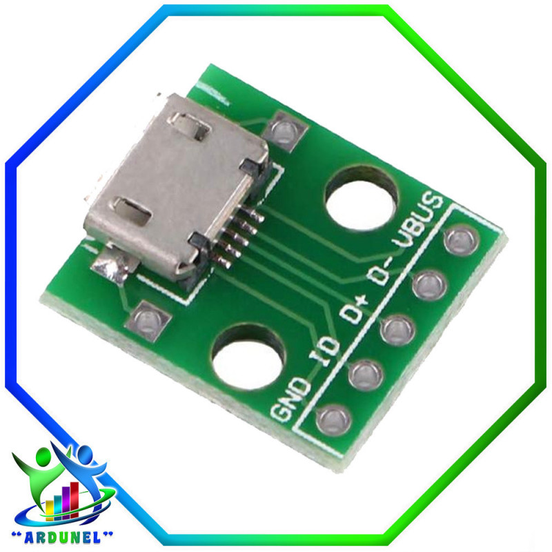 MODULO MICRO USB A DIP-PCB TIPO B HEMBRA 2.54MM 5 PINES MODULO MICRO USB A DIP-PCB TIPO B HEMBRA 2.54MM 5 PINES