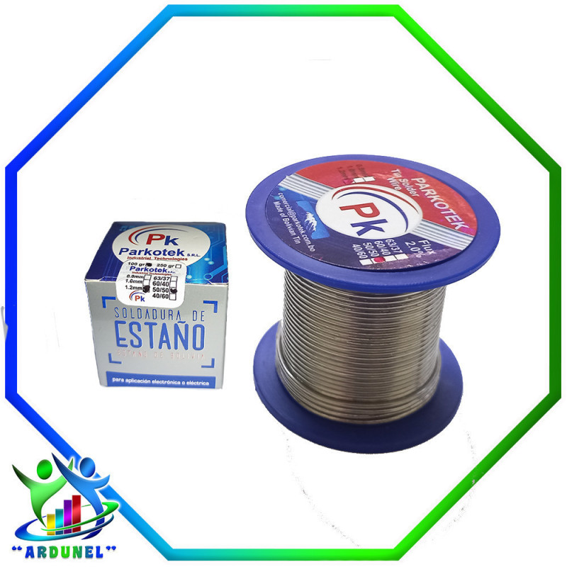 CARRETE DE ESTAÑO 1.2MM 60/40 Sn/Pb 100GR. PARKOTEK CARRETE DE ESTAÑO 1.2MM 60/40 Sn/Pb 100GR. PARKOTEK