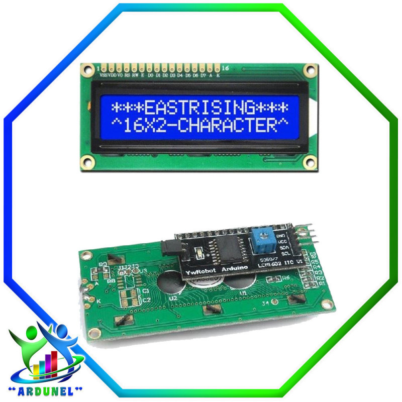 LCD 16X2 1602A FONDO AZUL CON I2C (ALTA CALIDAD) LCD 16X2 1602A FONDO AZUL CON I2C (ALTA CALIDAD)