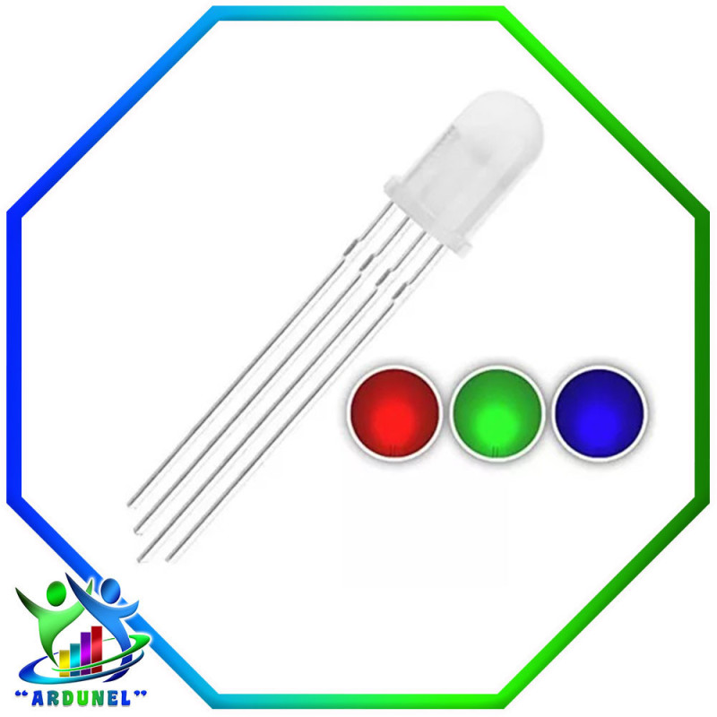 LED RGB CATODO COMUN 4P 5MM DIFUSO LED RGB CATODO COMUN 4P 5MM DIFUSO
