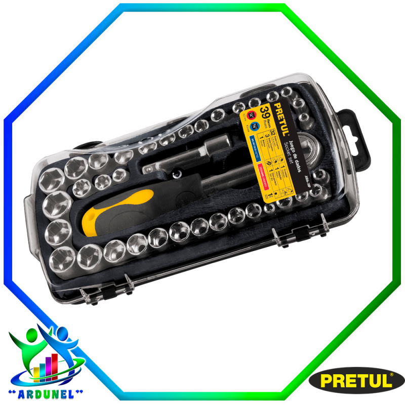JUEGO DE 39 PIEZAS DADOS MANDO 1/4" Y 3/8" JUEGO DE 39 PIEZAS DADOS MANDO 1/4" Y 3/8"