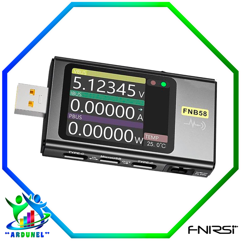 TESTER USB FNB58 VOLTÍMETRO AMPERÍMETRO CON BLUETOOTH (FNIRSI) TESTER USB FNB58 VOLTÍMETRO AMPERÍMETRO CON BLUETOOTH (FNIRSI)