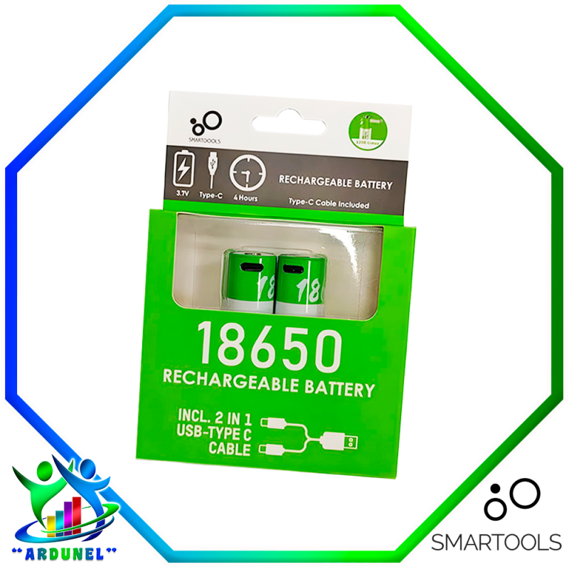 BATERÍA 18650 3.7V 2000mAh LI-ION RECARGABLE USB TIPO C (PAR) BATERÍA 18650 3.7V 2000mAh LI-ION RECARGABLE USB TIPO C (PAR)