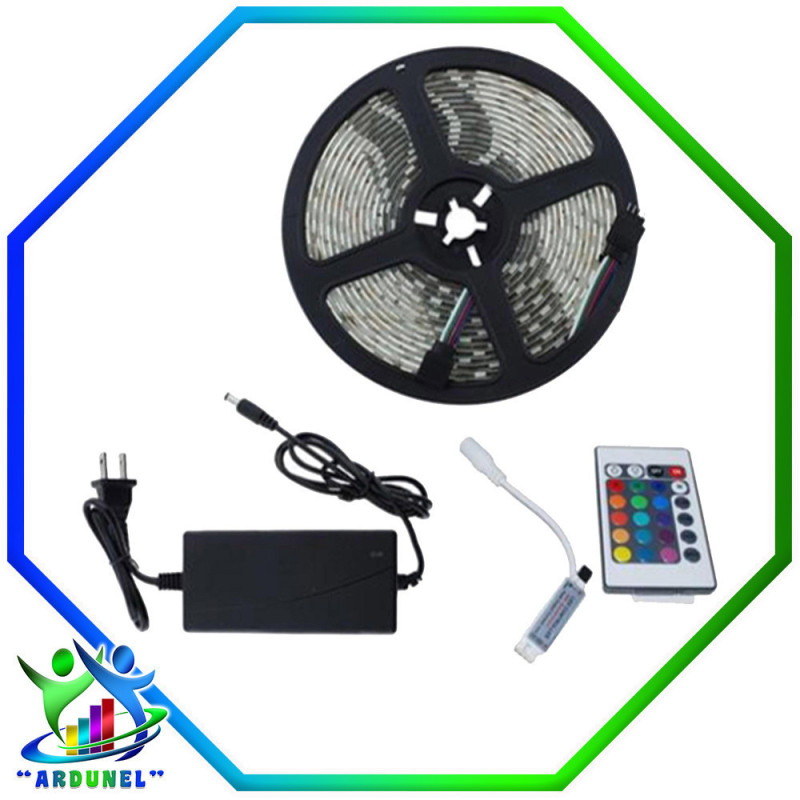TIRA DE LEDS RGB 5050 SMD FLEXIBLE 12V 5 METROS + CARGADOR + CONTROL TIRA DE LEDS RGB 5050 SMD FLEXIBLE 12V 5 METROS + CARGADOR + CONTROL