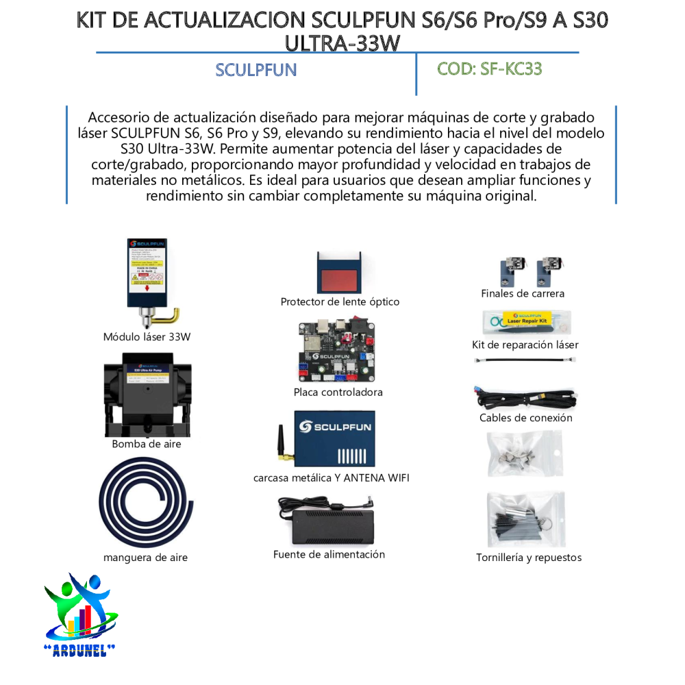 KIT DE ACTUALIZACION SCULPFUN S6/S6 Pro/S9 A S30 ULTRA-33W