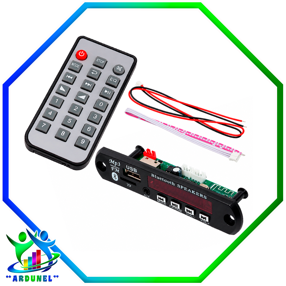 MODULO REPRODUCTOR  MP3 12V  RECEPTOR - BLUETOOTH - DECODIFICADOR CON CONTROL REMOTO
