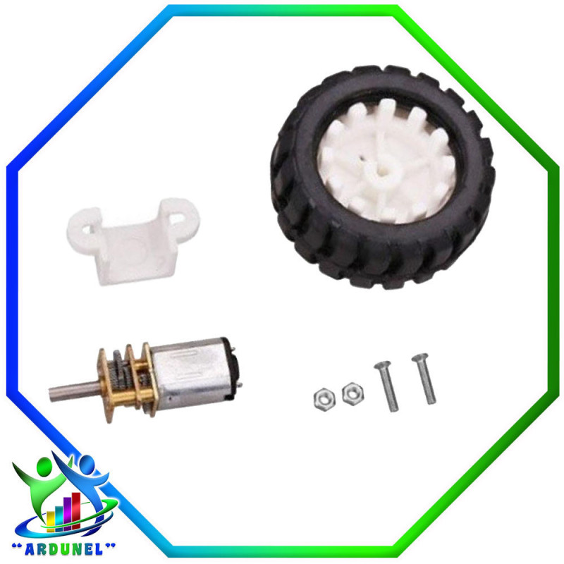 MICRO MOTOR DC 500 RPM - 6V + RUEDA + SOPORTE MICRO MOTOR DC 500 RPM - 6V + RUEDA + SOPORTE