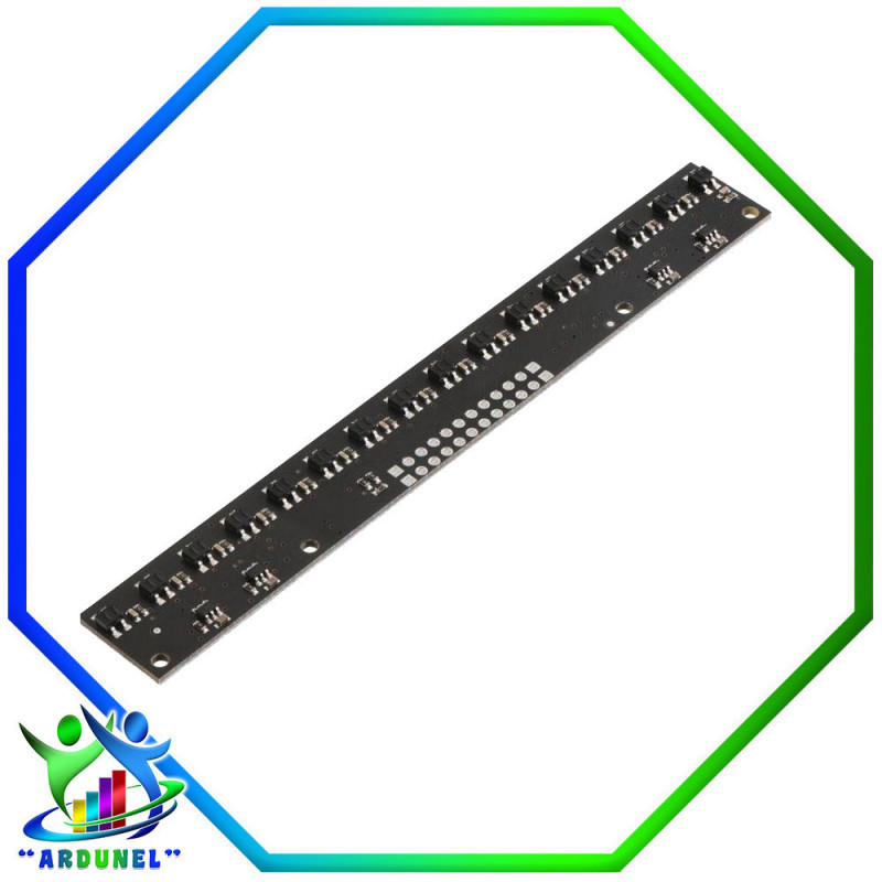 SENSOR DE REFLECTANCIA QTR-MD-16RC: 16 CANALES, 8 MM DE PASO, SALIDA RC SENSOR DE REFLECTANCIA QTR-MD-16RC: 16 CANALES, 8 MM DE PASO, SALIDA RC